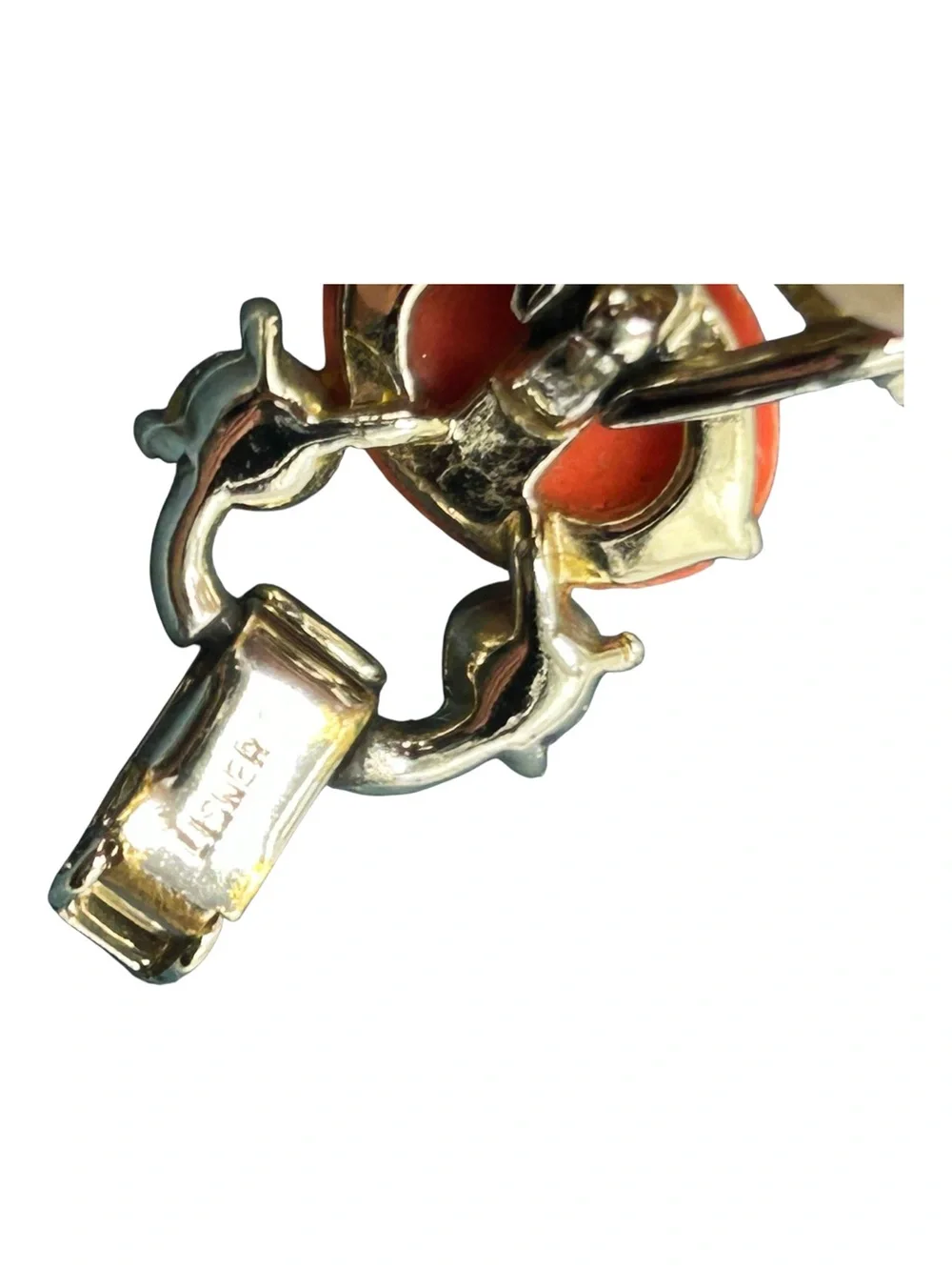 Vintage Lisner Coral Thermoset AB Rhinestone Bracelet